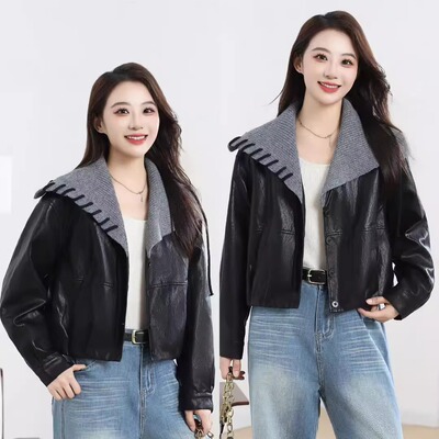 时尚百搭显瘦休闲宽松皮衣