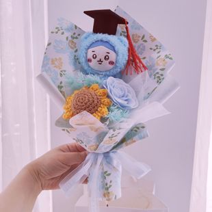 创意花束毛绒公仔女友见面小花束成品玫瑰仿真花生日礼物 海外代购