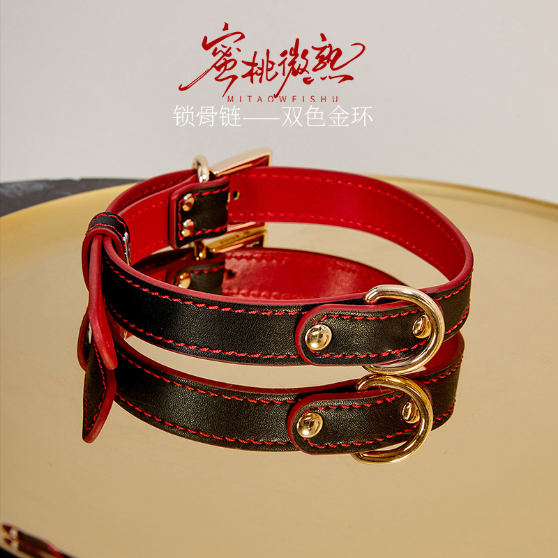 puppy项圈女双色金环皮革项圈情侣高级感轻奢小众设计感颈链