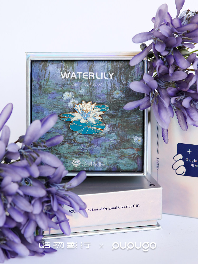 荷花徽章e别针胸针睡莲联名金属款纪念t礼盒首饰礼物mon莫奈周边