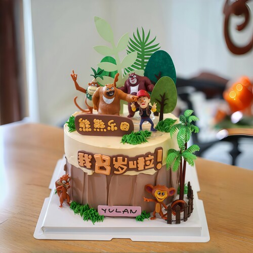 儿童小熊主题生日蛋糕装饰摆件