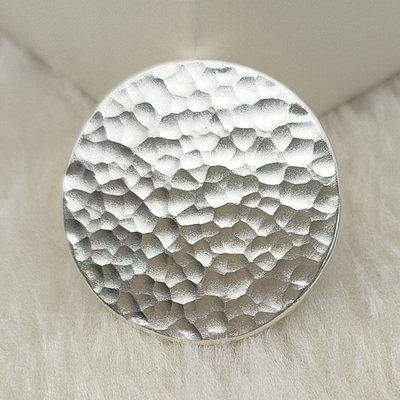 足银999纯银锤纹币磨砂银饼把玩