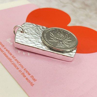 纯银无事牌手工定制锤纹刻字情侣