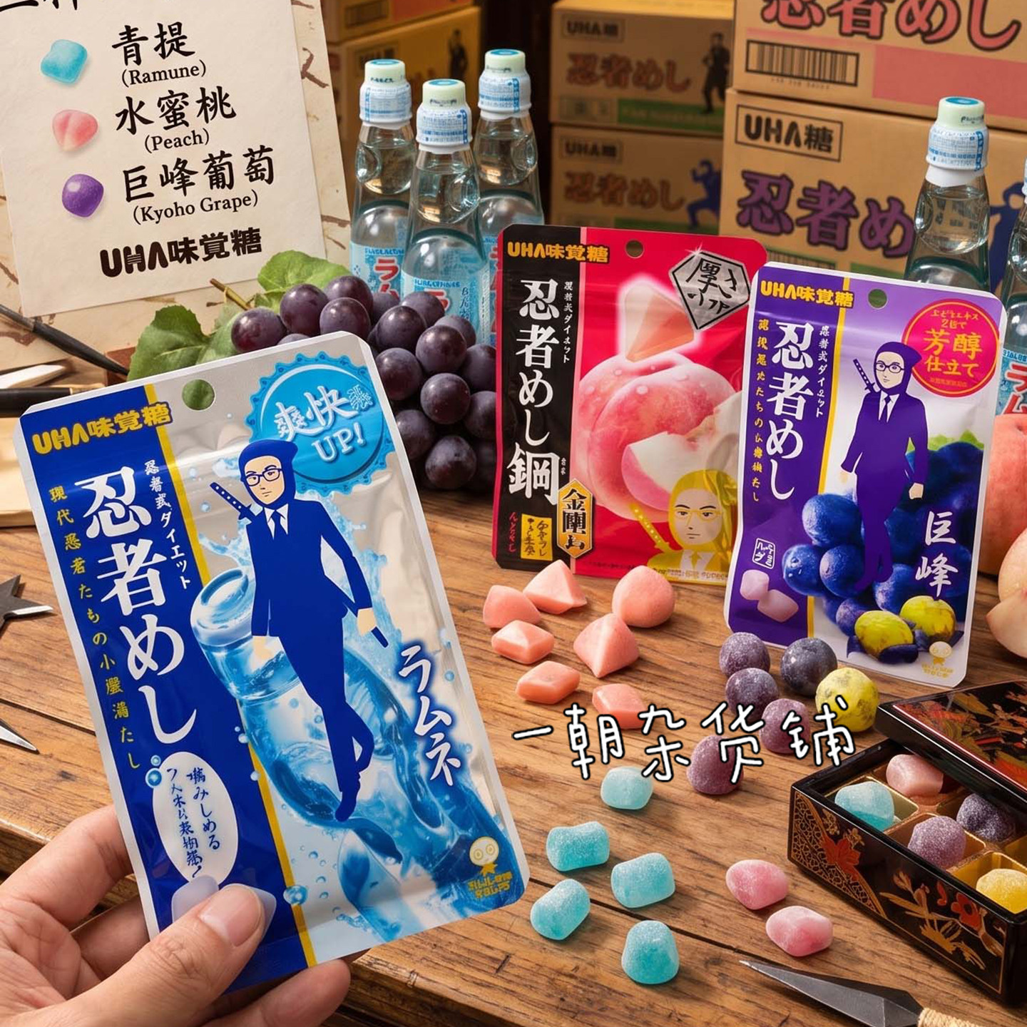 日本UHA悠哈味觉糖 忍者式极硬软糖 水果果汁 越嚼越香硬质橡皮糖