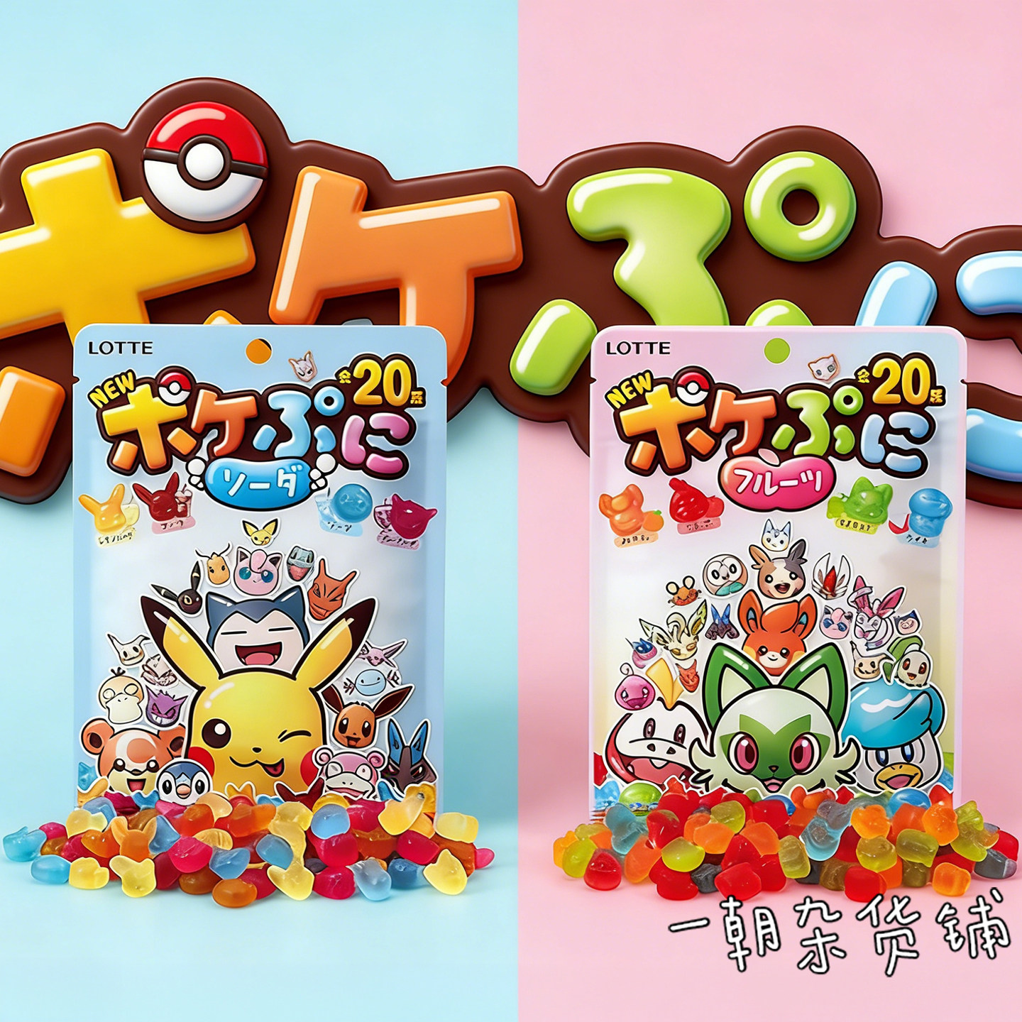 日本乐天Lotte宝可梦联名 口袋软糖 PokePuni 进化版20种造型收集