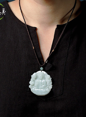 天然缅甸a货翡翠观音饰品吊坠