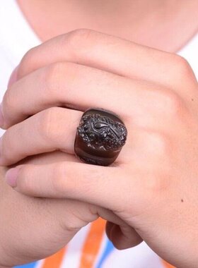 戒指扳指天然黑曜石黑曜石