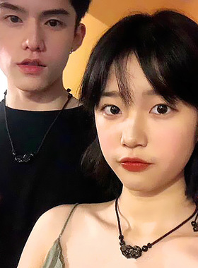 天然彩眼黑曜石貔貅项链横款翡翠玉皮丘吊坠本命年男女情侣锁骨链