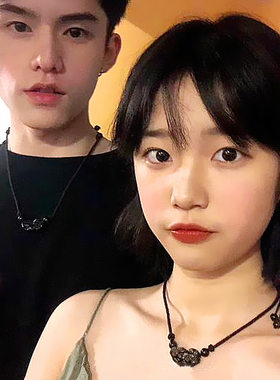 天然彩眼黑曜石貔貅项链横款翡翠玉皮丘吊坠本命年男女情侣锁骨链