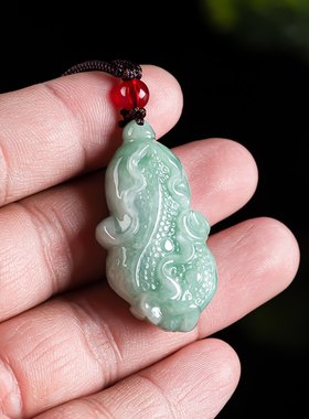 缅甸翡翠鉴定真玉白菜项链生菜旺财挂绳原玉石吊坠女百财玉坠首饰