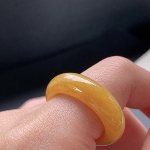 缅甸天然黄色翡翠玉石戒指满黄指环戒圈中食指尾戒男女招财戒送礼
