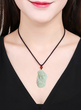 缅甸翡翠霸王风貔貅冰种情侣吊坠