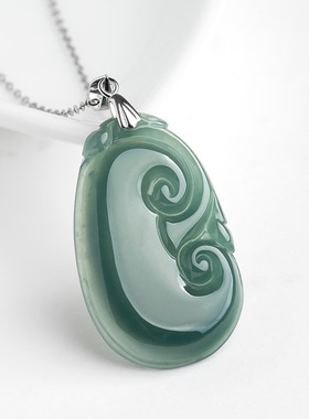 翡翠如意冰种玉石百搭锁骨链吊坠