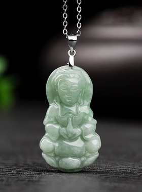 天然缅甸a货翡翠佛像小孩吊坠