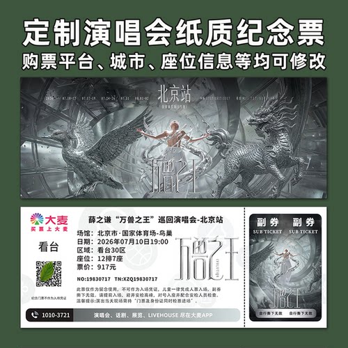 薛之谦演唱会纸质门票打印纪念票