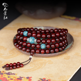 风雅 天然真品佛珠108颗男手链项链念珠 金星印度小叶紫檀手串女款