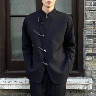 秋季 痞帅西服男ins潮高级感设计感小众上衣外套休闲领带翻领西装