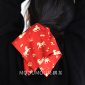 联名款 马上有福 方巾大肠发圈新年红色本命年会马尾发饰丸子头