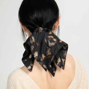 莫耦某《枯叶黑》方巾大肠发圈原创小众扎马尾发饰丸子头盘发头花