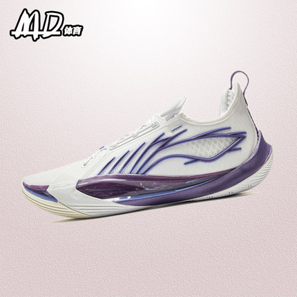 李宁LINING 音速13 白紫色男子减震耐磨实战低帮篮球鞋 ABAV025-7