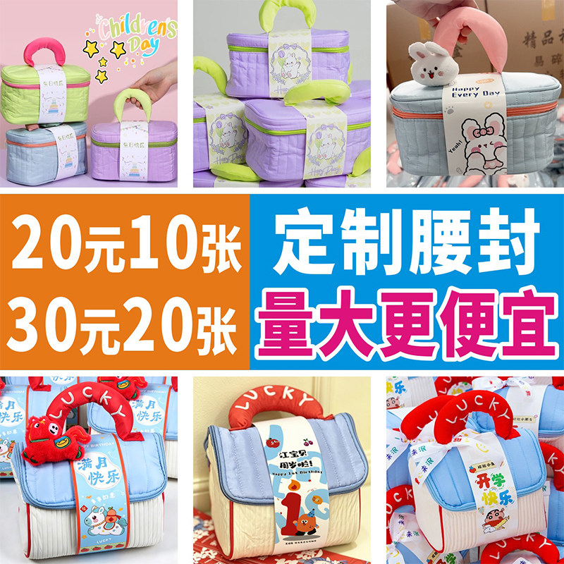 小房子生日腰封定制宝宝满月伴手礼封套卡百日宴周岁儿童礼盒包装 - 实物图