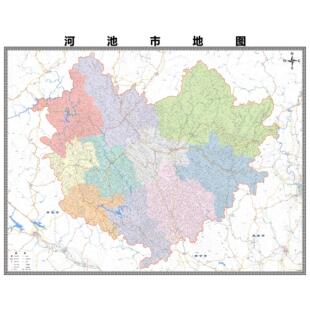 河池市市区域县市地图街道分布地区区域图办公室贴图挂图