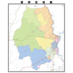 爱辉区区域县市地图街道分布地区区域图办公室贴图挂图