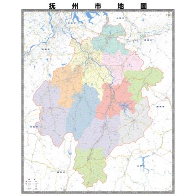 抚州市区域县市地图街道分布地区区域图办公室贴图挂图