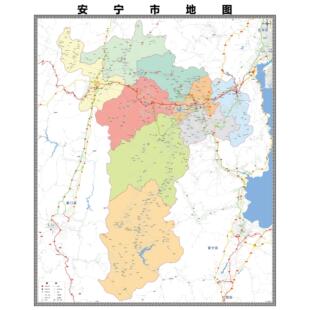 安宁市市区域县市地图街道分布地区区域图办公室贴图挂图