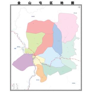 金山屯区区域县市地图街道分布地区区域图办公室贴图挂图