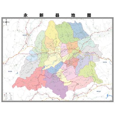 永新县区域县市地图街道分布地区区域图办公室贴图挂图