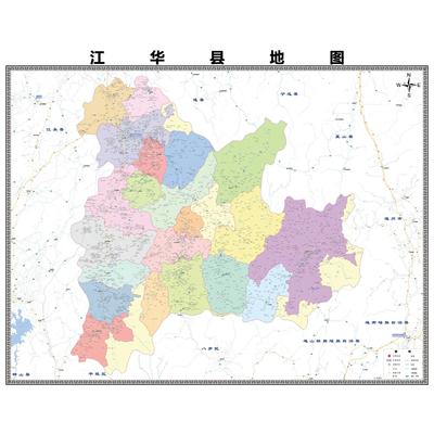 江华区域县市地图街道分布地区区域图办公室贴图挂图