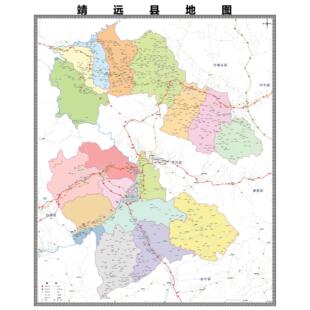 靖远县市区域县市地图街道分布地区区域图办公室贴图挂图