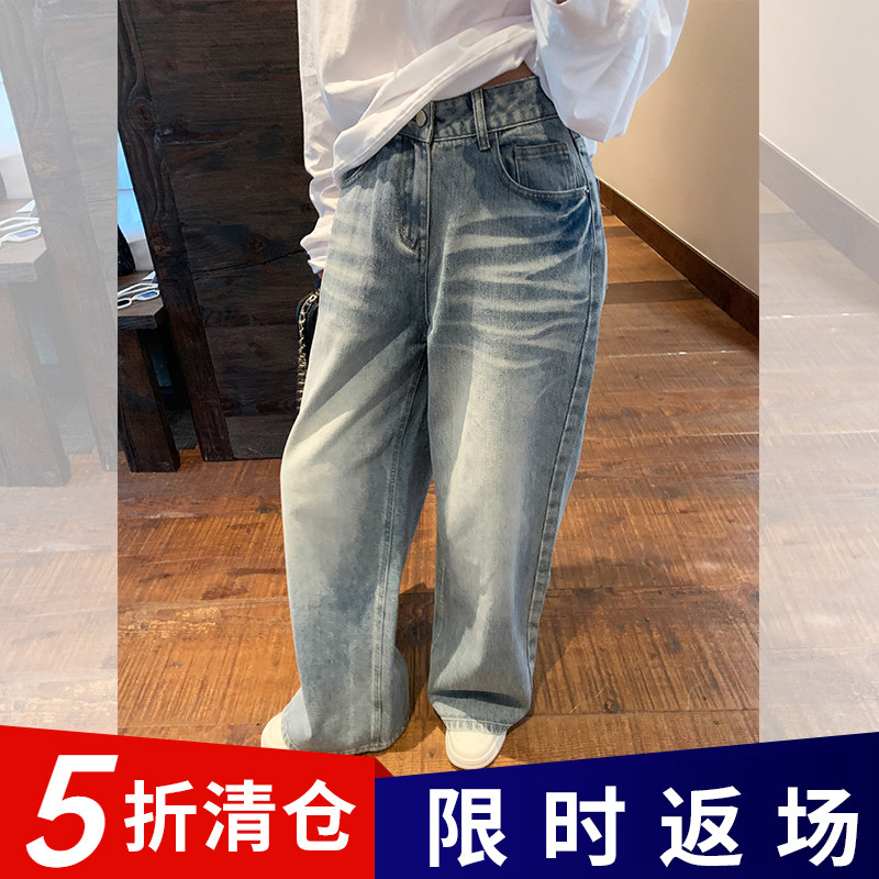 金苏一  年中清仓26号晚8点 水洗蓝直筒牛仔裤猫须水洗裤子图片