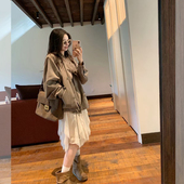 金苏一 休闲百搭双排扣短外套气质上衣 小个子风衣女2026春秋韩版