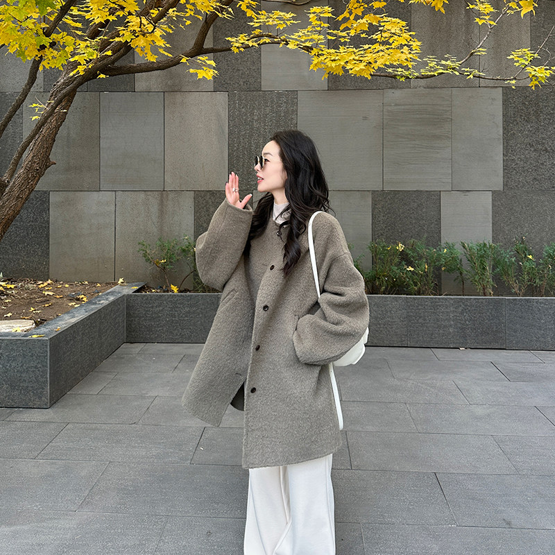 金苏一 卡其灰苏力羊毛大衣女冬季韩版气质手工双面羊绒毛呢外套,女装/女士精品,毛呢外套,淘宝优惠券,粉丝福利购,淘宝优惠卷