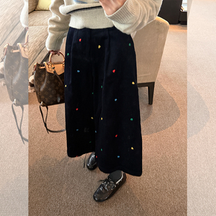 金苏一 灯芯绒七分裤2025冬季韩版高腰显瘦小个子休闲裤阔腿裤子