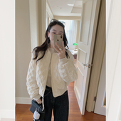 韩版 金苏一 四叶草印花棒球棉衣女冬季 小个子外套加厚丝绒棉服潮