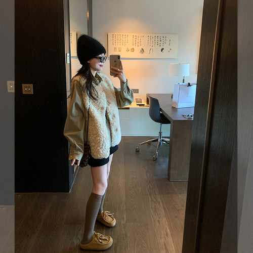 金苏一 两面穿羊羔毛皮毛一体马甲冬季韩版毛毛外套环保毛毛上衣