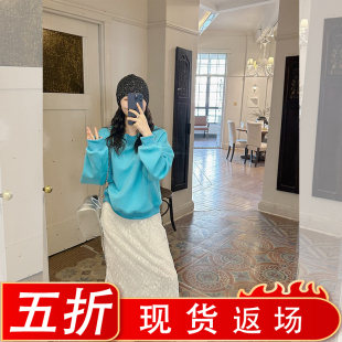 圆领休闲套头上衣 金苏一 8号10点年终清仓 蓝色卫衣新款 韩版