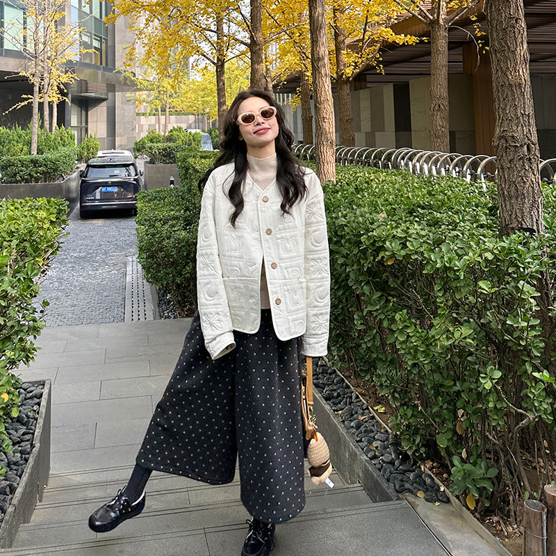 金苏一 图案压棉棉衣女2025冬季韩版休闲保暖棉服小个子加厚外套