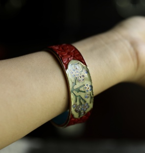 漆景结合手镯、创汇时期老景泰蓝手镯、雕漆手镯,铜胎双工艺
