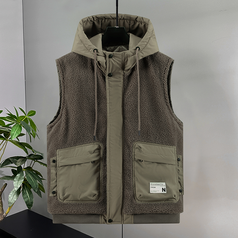 学生保暖青少年羊羔毛宽松棉马甲