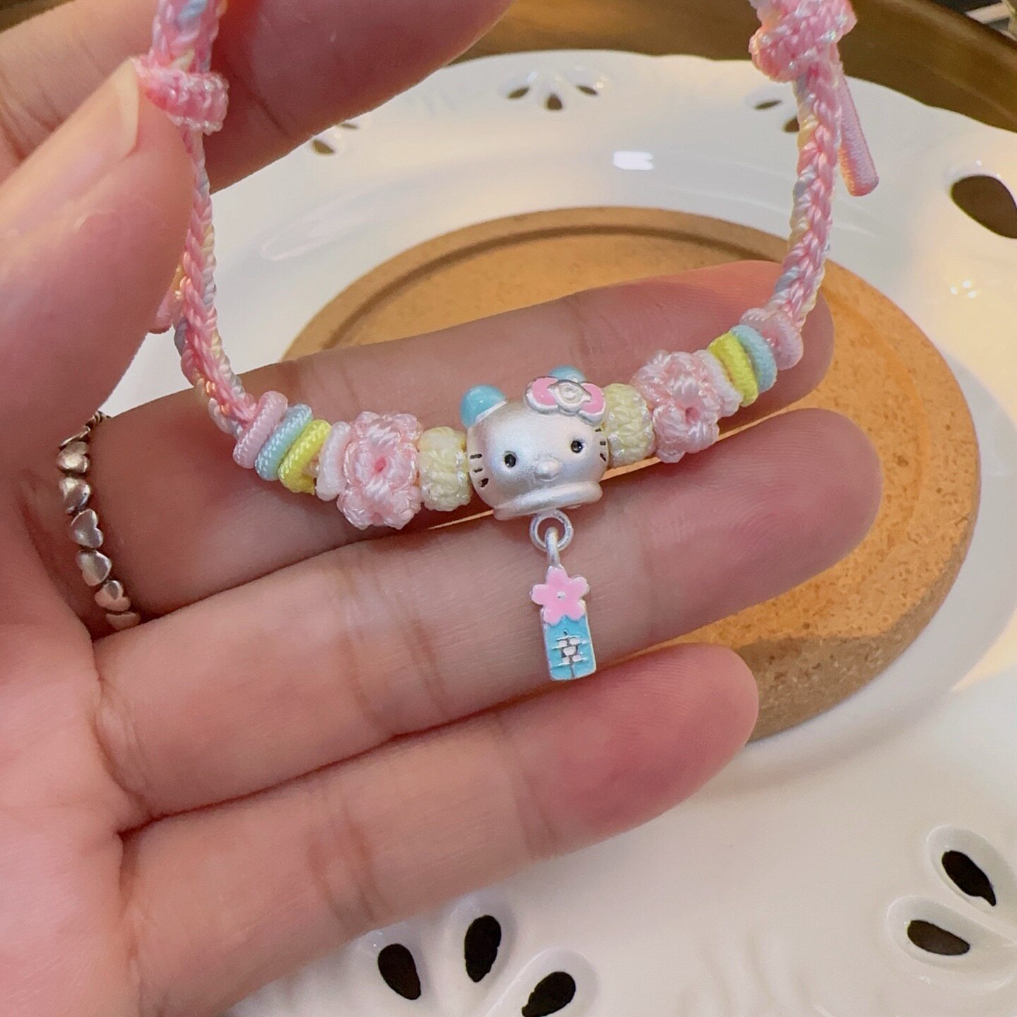 足银999 幸运kt猫风铃纯银配件手工编织可爱卡通手绳送闺蜜女友,饰品/流行首饰/时尚饰品新,银饰配件,淘宝优惠券,粉丝福利购,淘宝优惠卷