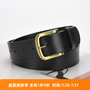 腰带休闲商简约青年 鹿森 真皮皮带男女牛皮针扣韩版 潮流个性