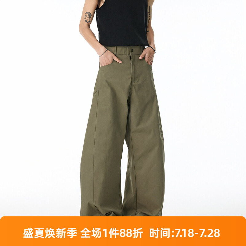夏季美式潮牌解构弯刀裤