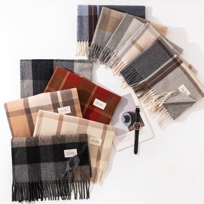 鹿森|25秋冬新款仿羊绒感格子围巾女氛围高级感冬季围脖男女披肩