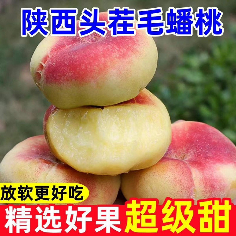 现摘新鲜扁桃陕西毛蟠桃特级精品水果无添加无公害孕妇果5斤