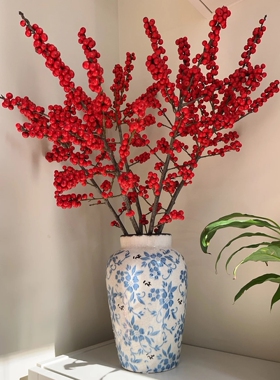 顺丰快递 北美冬青鲜切花真花水培红果枝宵花瓶乔迁支持一件代发