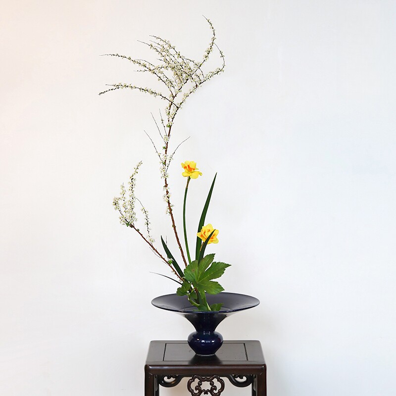 日式花道池坊花瓶生花立花盆插花器皿陶瓷花盘禅意简约桌面摆件